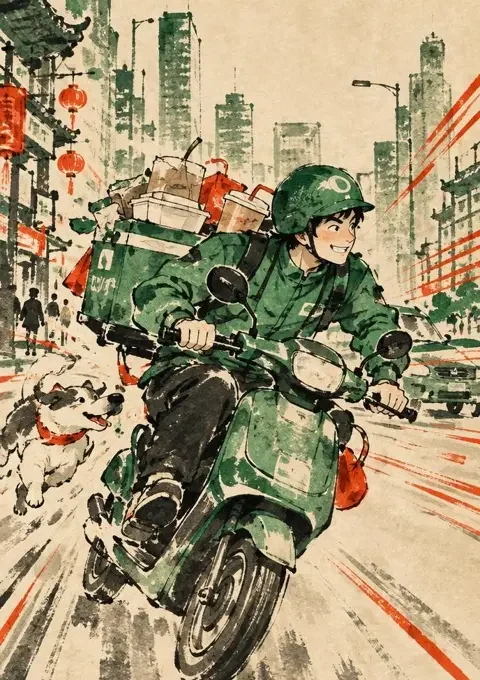 外卖小哥奇遇记 短剧封面，搞笑喜剧题材，共 76 集